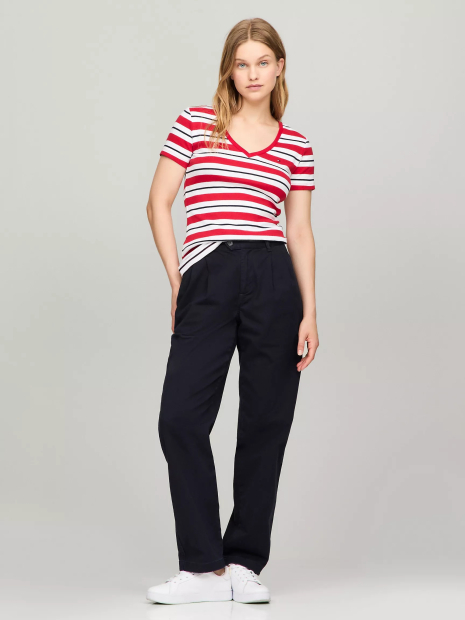 Женская футболка Tommy Hilfiger в полоску 1159839783 (Красный L)