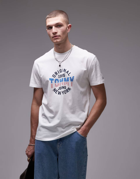 Футболка мужская Tommy Hilfiger с логотипом 1159839823 (Молочный XXL)