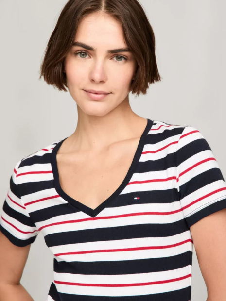 Женская футболка Tommy Hilfiger в полоску 1159839825 (Синий/Белый M)