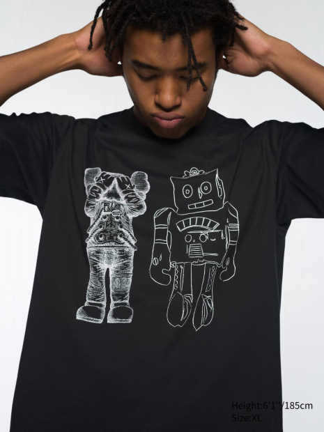Футболка UNIQLO KAWS + Warhol UT Graphic с принтом 1159840394 (Черный S)