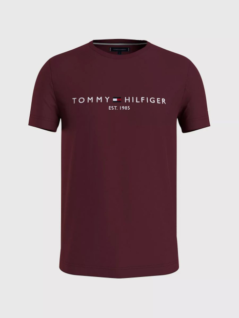 Мужская эластичная  футболка Tommy Hilfiger с логотипом и названием бренда 1159840770 (Бордовый XXL)