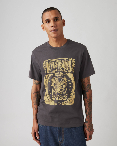Футболка чоловіча Levi's з принтом 1159841052 (Сірий M)