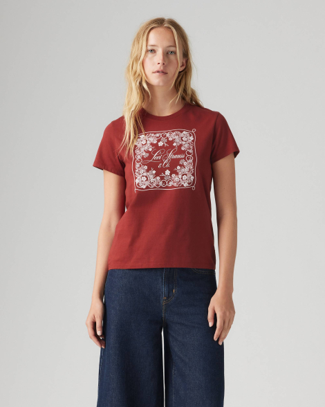 Жіноча футболка з логотипом Levi's 1159841054 (Бордовий XL)
