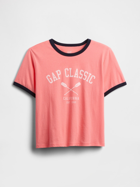 Женская укороченная футболка GAP с логотипом 1159841479 (Розовый L)