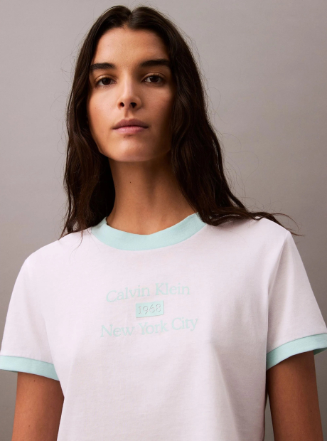 Женская укороченная футболка Calvin Klein с логотипом 1159841934 (Белый M)