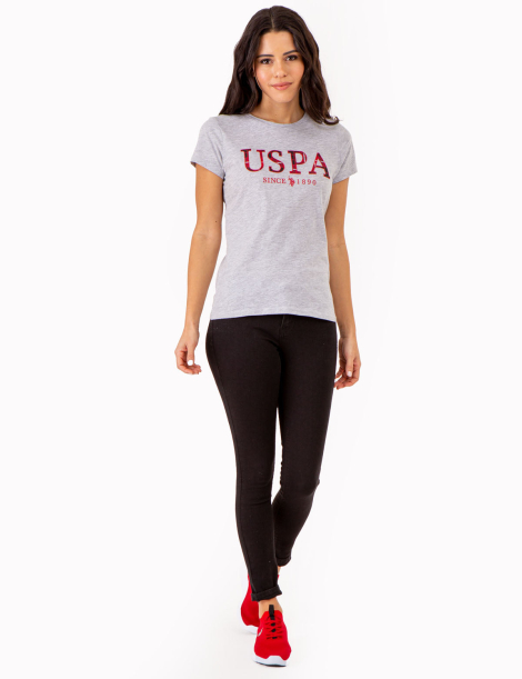 Женская футболка U.S. Polo Assn с логотипом 1159842346 (Серый S)