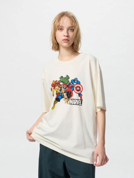Футболка UNIQLO Marvel 1159842678 (Молочный XL)