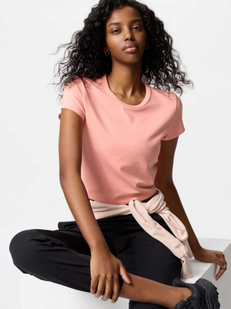 Женская укороченная футболка UNIQLO AIRism 1159842685 (Розовый L)