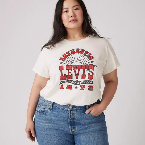 Женская футболка Levi's с принтом 1159842687 (Молочный S)