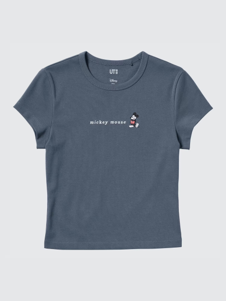 Футболка UNIQLO с вышивкой Mickey Mouse 1159842705 (Серый M)
