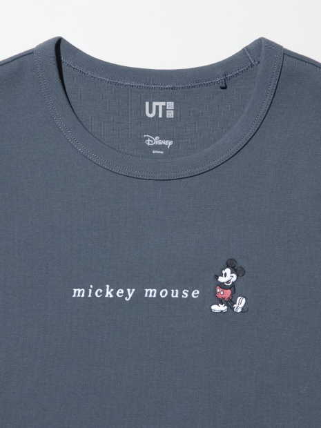 Футболка UNIQLO с вышивкой Mickey Mouse 1159842705 (Серый M)