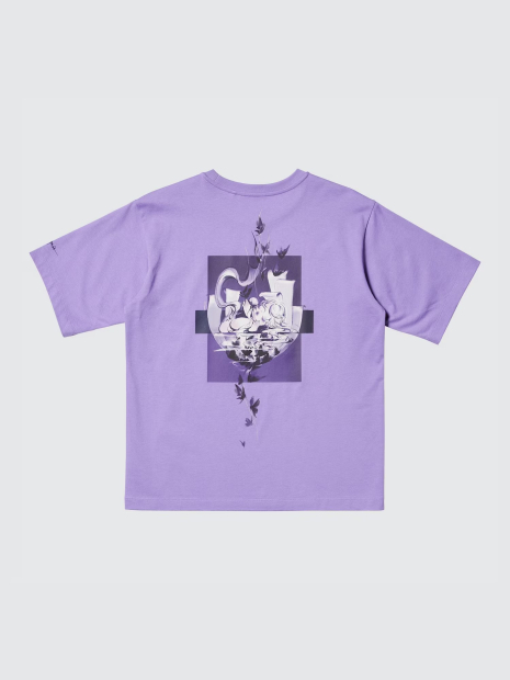 Футболка POP MART SKULLPANDA UNIQLO з принтом 1159843465 (Бузковий XS)