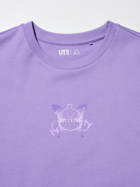 Футболка POP MART SKULLPANDA UNIQLO з принтом 1159843465 (Бузковий XS)