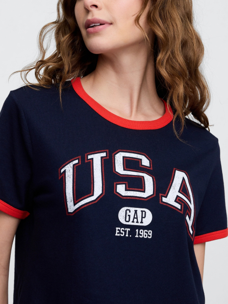 Женская укороченная футболка GAP с принтом 1159844558 (Синий S)