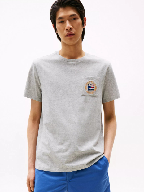 Мужская футболка Tommy Hilfiger с карманом 1159844366 (Серый L)