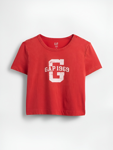 Жіноча укорочена футболка GAP з логотипом 1159844699 (Червоний M)