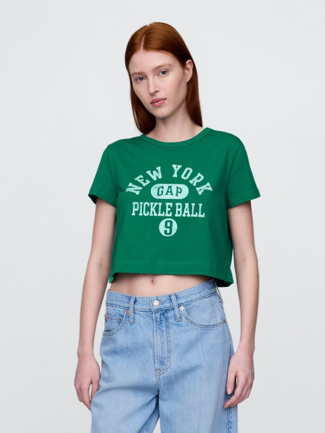 Жіноча укорочена футболка GAP з логотипом 1159845205 (Зелений XXL)