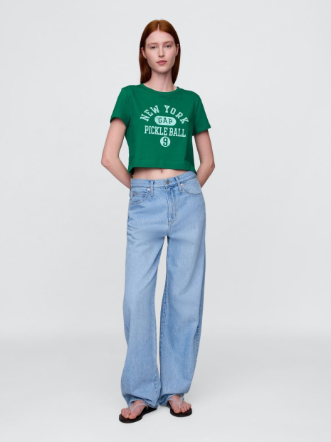 Жіноча укорочена футболка GAP з логотипом 1159845205 (Зелений XXL)