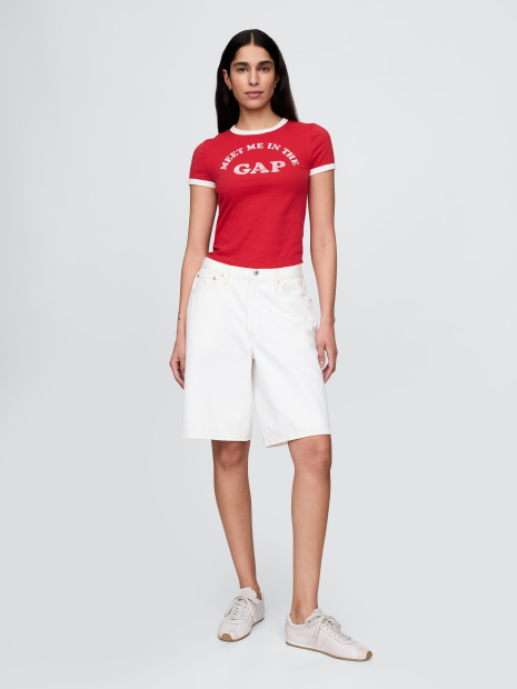 Жіноча укорочена футболка GAP з логотипом 1159844730 (Червоний L)