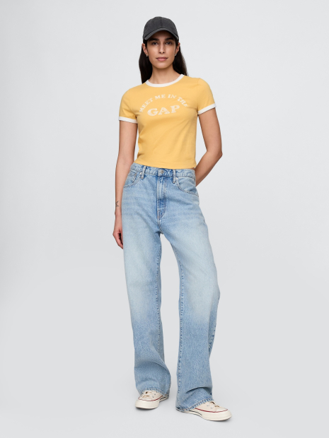 Женская укороченная футболка GAP с логотипом 1159844703 (Желтый M)