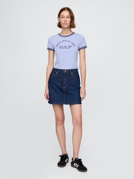 Женская укороченная футболка GAP с логотипом 1159844704 (Синий M)
