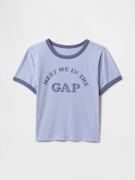 Женская укороченная футболка GAP с логотипом 1159844704 (Синий M)