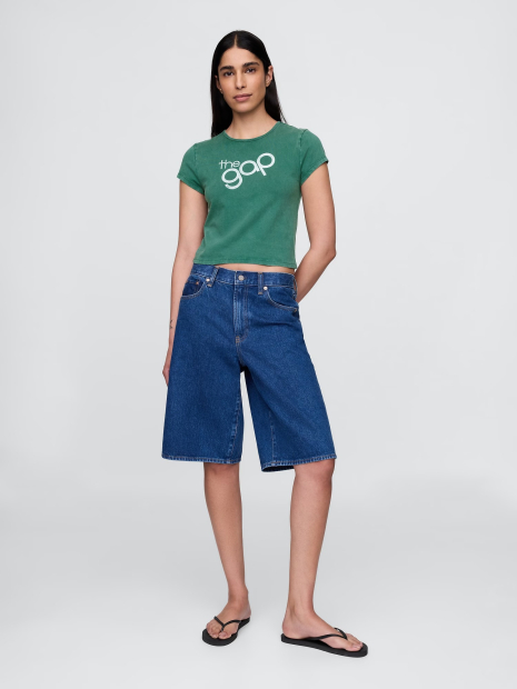 Жіноча укорочена футболка GAP з логотипом 1159844732 (Зелений S)