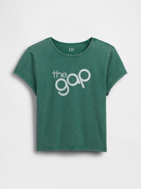 Жіноча укорочена футболка GAP з логотипом 1159844732 (Зелений S)