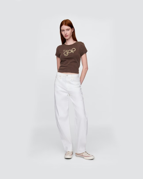 Женская укороченная футболка GAP с логотипом 1159844819 (Коричневый M)