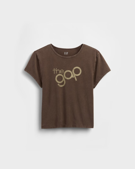 Женская укороченная футболка GAP с логотипом 1159844819 (Коричневый M)