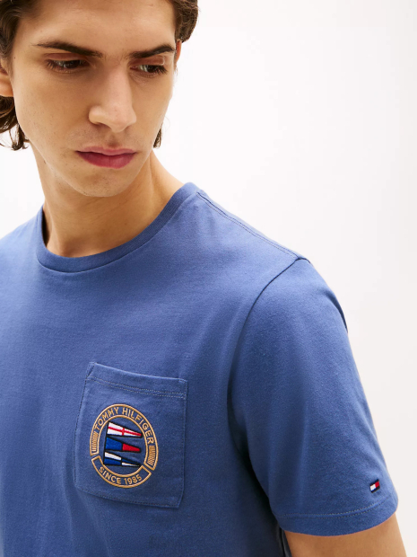 Мужская футболка Tommy Hilfiger с карманом 1159845282 (Синий M)