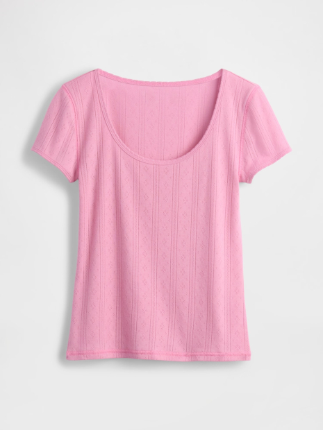 Нежная женская укороченная футболка GAP 1159845442 (Розовый M)