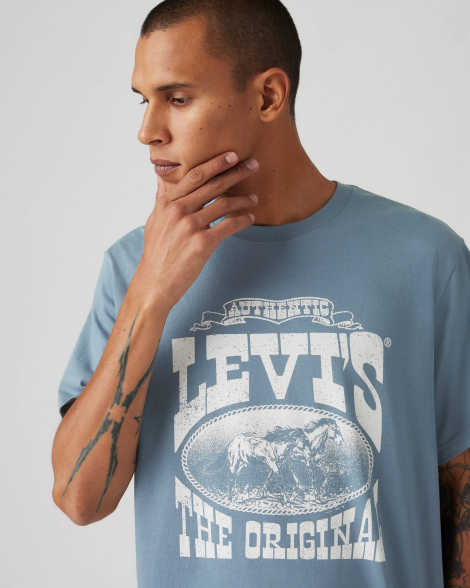 Футболка мужская Levi's с принтом 1159845684 (Синий XS)