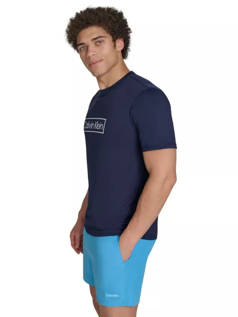 Мужской рашгард Calvin Klein футболка для купания с защитой от солнца UPF 40 1159845732 (Синий XXL)