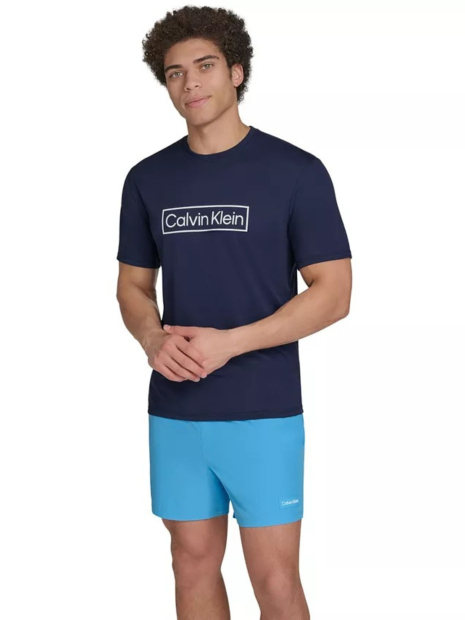 Мужской рашгард Calvin Klein футболка для купания с защитой от солнца UPF 40 1159845732 (Синий XXL)