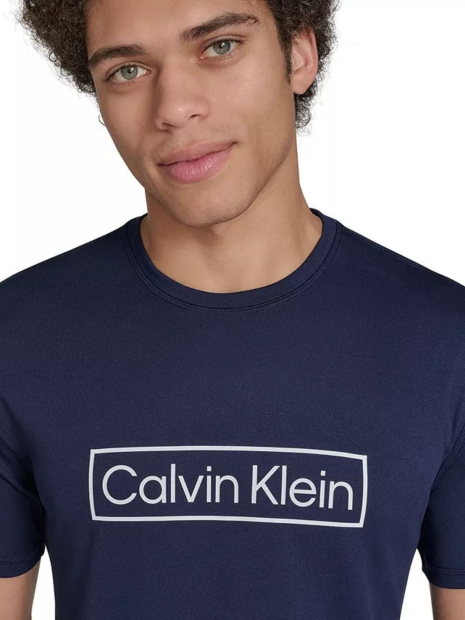 Мужской рашгард Calvin Klein футболка для купания с защитой от солнца UPF 40 1159845732 (Синий XXL)