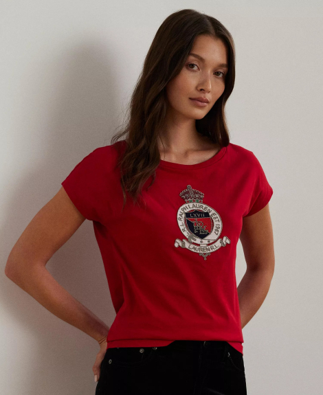 Женская футболка Ralph Lauren с логотипом 1159845825 (Красный XL)