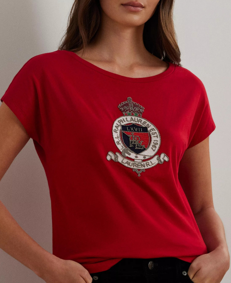 Женская футболка Ralph Lauren с логотипом 1159845825 (Красный XL)