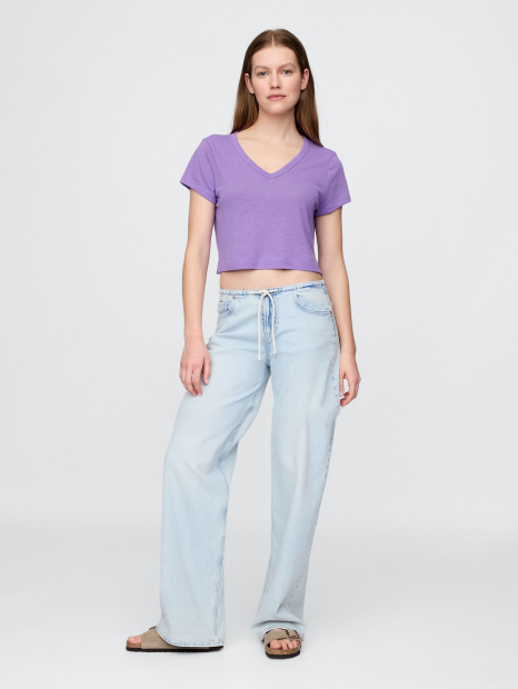 Женская укороченная футболка GAP 1159845858 (Сиреневый L)