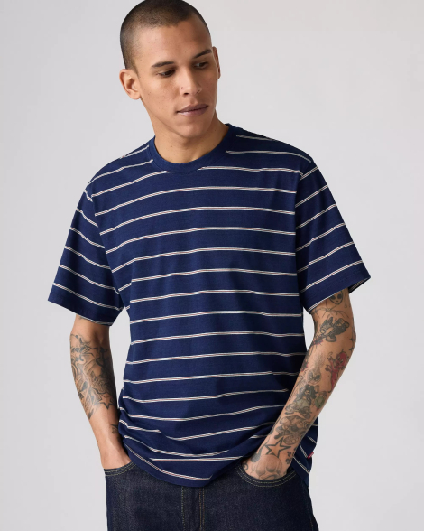 Футболка чоловіча в смужку Levi's з логотипом 1159845996 (Синій M)