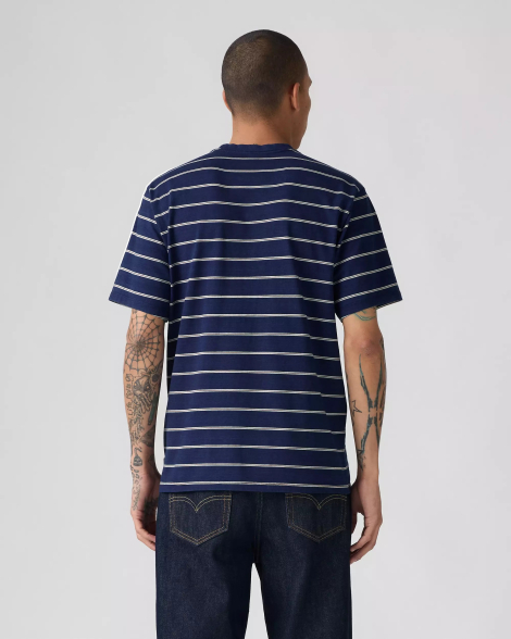 Футболка чоловіча в смужку Levi's з логотипом 1159845996 (Синій M)
