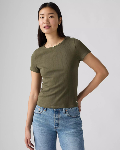 Укороченная женская футболка Levi's 1159845997 (Зеленый XS)