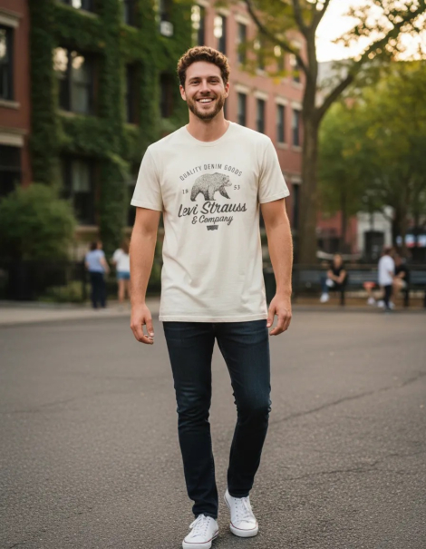 Футболка мужская Levi's с принтом 1159846399 (Молочный XL)