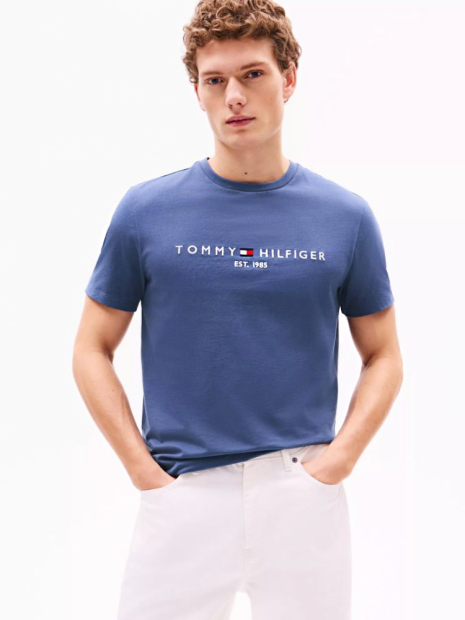 Мужская футболка Tommy Hilfiger с вышитым логотипом 1159846443 (Синий S)