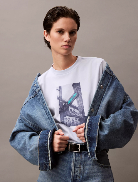 Жіноча футболка Calvin Klein з принтом 1159846535 (Синій XL)