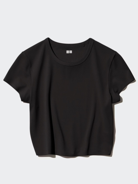 Укорочена футболка з технологією AIRism 1159847228 (Чорний XS)