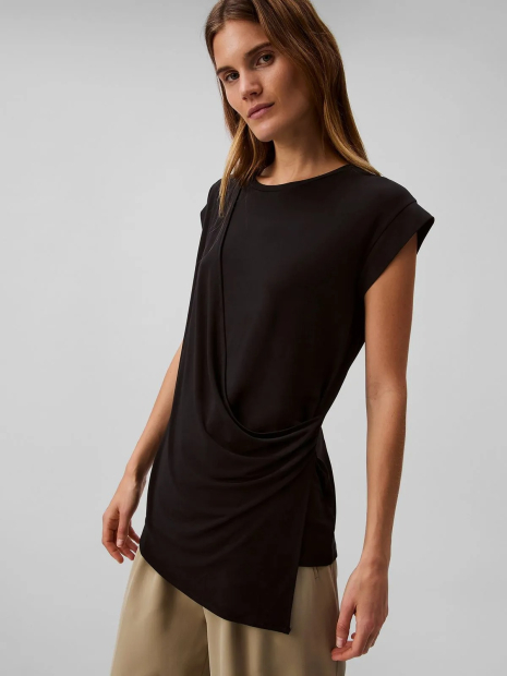 Жіноча футболка Calvin Klein з драпіруванням 1159847251 (Чорний S)