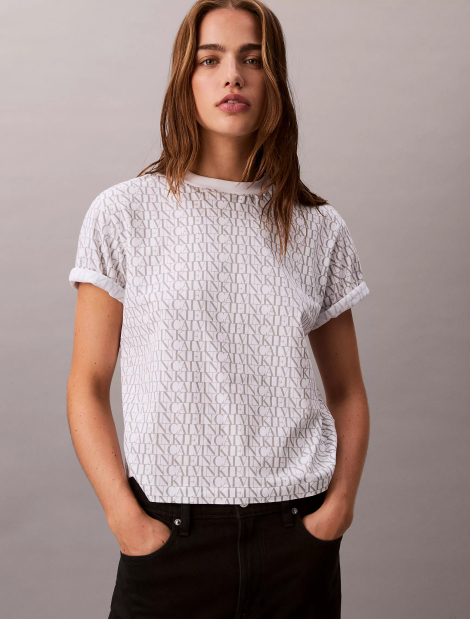 Жіноча футболка Calvin Klein з принтом 1159847528 (Білий S)