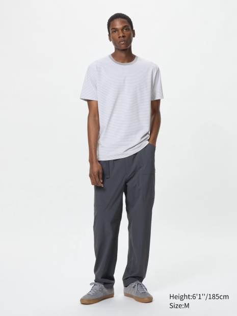 Футболка UNIQLO AIRism в смужку 1159847557 (Сірий XXL)