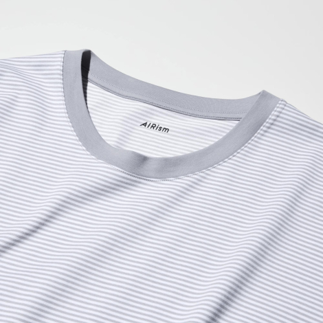 Футболка UNIQLO AIRism в смужку 1159847557 (Сірий XXL)